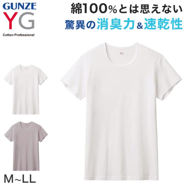 グンゼ インナー メンズ 半袖 綿100% tシャツ クルーネック 消臭 M〜LL 吸汗速乾 YG ...