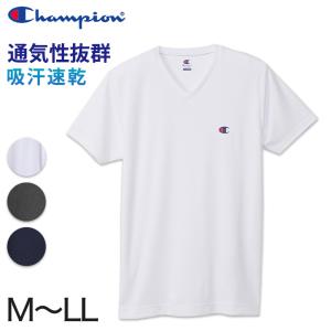 Champion メンズ Tシャツ メッシュ Vネック M〜LL チャンピオン インナー シャツ 半袖 下着 男性 紳士 肌着 トップス 吸汗 速乾 V首