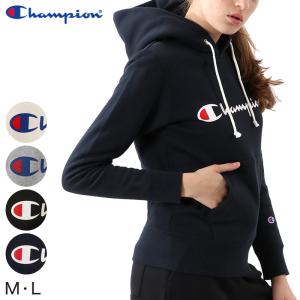 Champion レディース プルオーバー スウェットパーカー M・L (ロゴプリント チャンピオン ブランド ベーシック) (送料無料) (在庫限り)｜suteteko