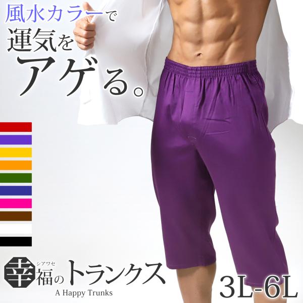 トランクス メンズ 綿100％ 下着 インナー 前開き スリット 風水カラー シンプル 無地 赤 白...