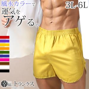 トランクス メンズ 綿100% 前開き 大きいサイズ 下着 インナー スリット 風水カラー 無地 通気性 3L-6L 男性 3L 4L 5L 6L 派手 ゆったり コ｜すててこねっと ヤフー店