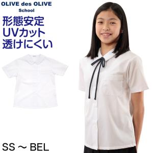 スクールシャツ 半袖 女子 透けにくい 制服 角襟 ノーアイロン SS〜BEL (形態安定 ブラウス 高校生 中学生 白 角衿 学生服 女の子 OLIVE des OLIVE)｜すててこねっと ヤフー店