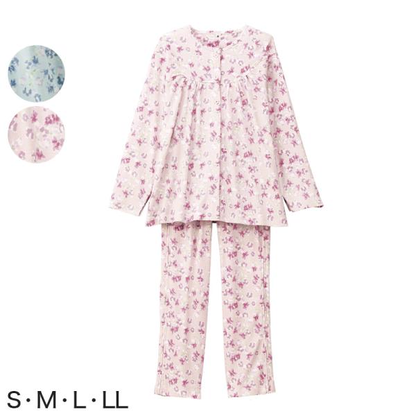 婦人 フルオープンパジャマ 上下セット S〜LL (レディース 綿100% ワンタッチテープ マジッ...