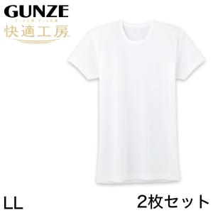 グンゼ 快適工房 紳士 半袖丸首シャツ 涼風綿 2枚セット LL(メンズ GUNZE 綿100％ 男性 下着 肌着 インナー クルーネック 夏 日本製 大きいサイズ)｜suteteko