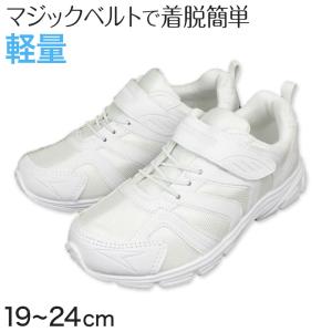 キッズ スクールシューズ 白 マジックテープ スニーカー 子供 靴 軽量 マジックベルト 19cm〜24cm 上履き 内履き 男の子 女の子 小学生