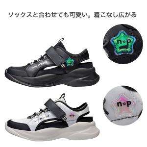 キッズ スニーカー 女の子 サンダル 瞬足 ニ...の詳細画像1