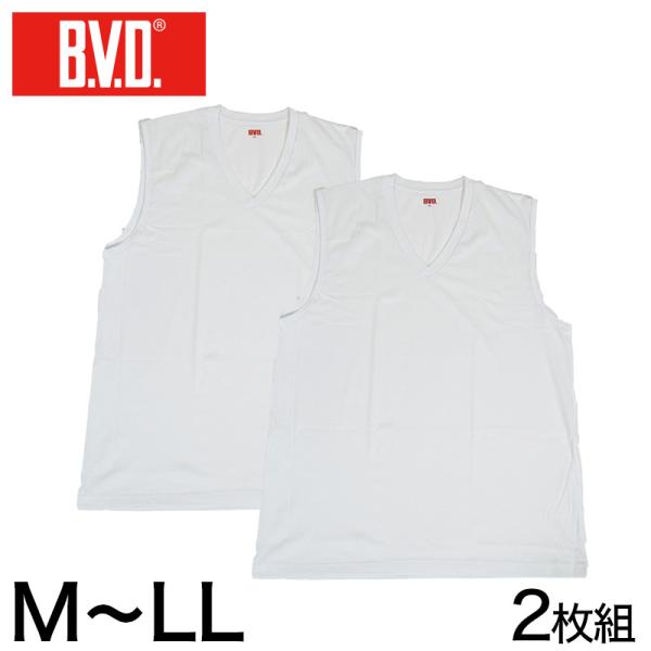 BVD メンズ インナー スリーブレス Vネックシャツ 2枚組 M〜LL (V首 下着 肌着 男性 ...