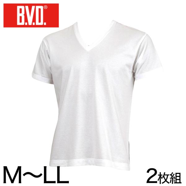 BVD インナー メンズ 半袖 vネック 2枚組 吸汗速乾 tシャツ M〜LL 下着 吸水速乾 丈夫...