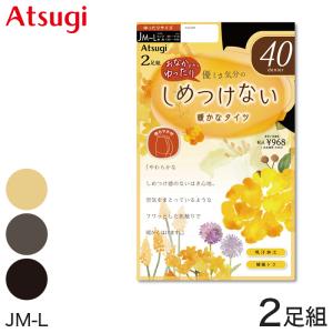 アツギ タイツ 40デニール ゆったりサイズ 2足組 JM-L ベージュ 肌色 シアータイツ 大きいサイズ ストッキング 黒 パンティストッキング パ
