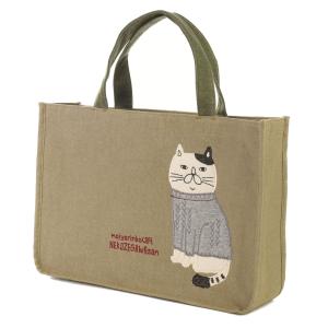 ねこぜがわさん 横長トートバック 20-1091 ＃1/KH ブルー クスグルジャパン ネコグッズ おしゃれ 猫グッズ 雑貨 かわいい