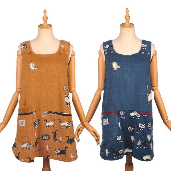 エプロン レディース フリーサイズ おしゃれ マチルダさんフリース 釦あき エプロン 21-3167...