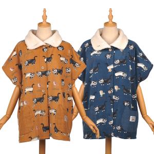 マチルダさんフリース あたたかい ぬくぬくベスト 21-3173 #1/OR #2/BG クスグル あたたかい ベスト かわいい ねこキャラ