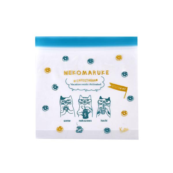 フリーザーバッグ S サイズ 10枚入り ネコまるけ柄 幅22X縦22Xマチ4cm 23-6593 ...