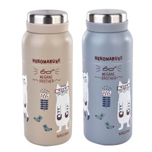 タンブラー 350ml おしゃれ クスグッテカフェタンブラー ネコまるけ柄 23-6714 #1/BE 2/GY クスグルジャパン 水筒 蓋付き 保温 保冷効力 ステンレス｜SUXEL-IMPORT-STORE