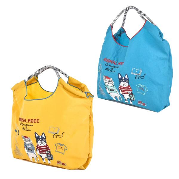 バッグ アニマルモード柄 撥水加工 刺しゅうワッシャーバッグ Mサイズ 縦約26X幅28Xマチ13c...