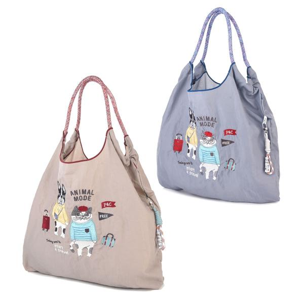 軽量バッグ 撥水加工 おしゃれ お買い物バッグ アニマルモード柄 パラコードバッグ 24-7605 ...