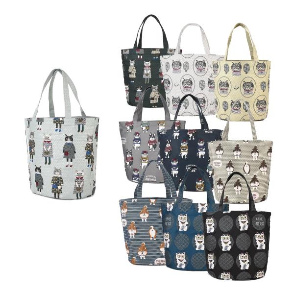 トートバッグ ゴブラン織り パーラーすずらん堂 おめかしさん柄 ちまきさん柄 アニマルモード柄 柴尻...