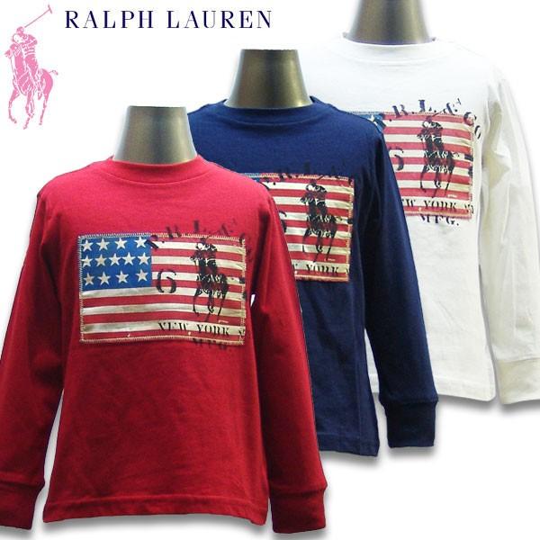 ポロラルフローレン 子供服 Polo by Ralph Lauren フラッグ貼付け ロンT コット...