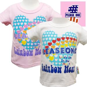 プリ―ズワン PLEASEONE 子供服 女の子レインボーハートプリント Tシャツ 半袖 子供服 女の子　｜suxel
