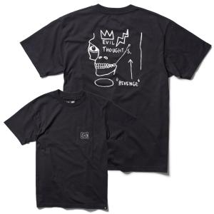 DC x バスキア Jean-Michel Basquiat コラボ EVIL THOUGHTS HSS 半袖 Tシャツ DC バスキア コラボ TEE メンズ M-XL ブラック｜suxel