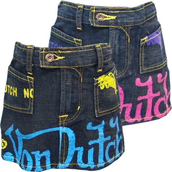 Von Dutch ヴォン ダッチ キッズ 子供服 女の子 デニム タイト ミニスカート インポート...