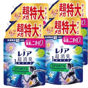 【限定サイズ】レノア 超消臭1WEEK 柔軟剤 SPORTS フレッシュシトラス 約6.2ヶ月分 詰め替え 1,900mLx4袋 大容量 特大容量 メガサイズ