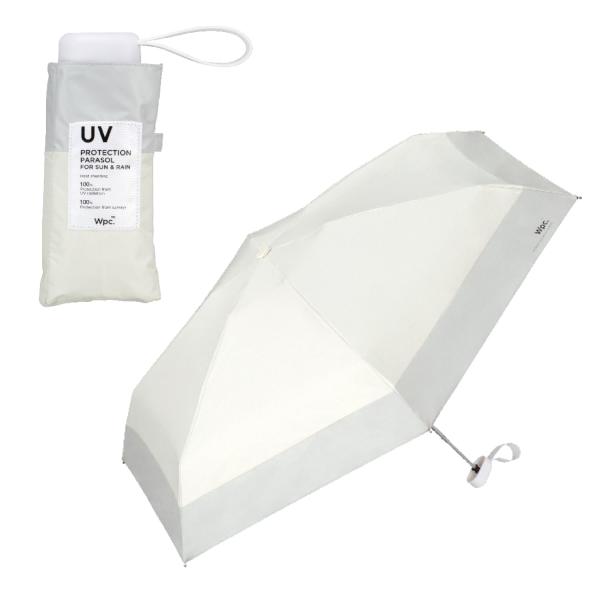 2025Wpc. 日傘 遮光切り継ぎタイニー オフ×グレー 遮光率100%/UVカット率100%/・...