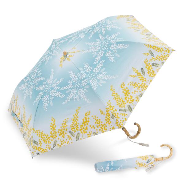 小川(Ogawa) 日傘 折りたたみ傘 レディース 和柄 ミモザ 畳みやすい 晴雨兼用 雨傘 完全遮...
