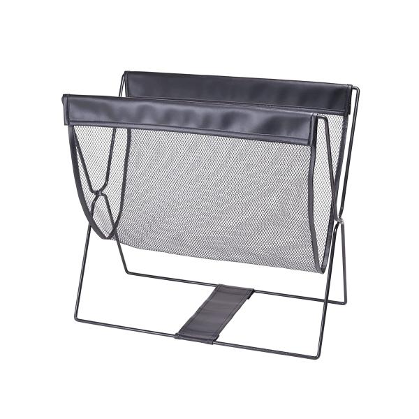 ストリックスデザイン 荷物置き レザー調 折り畳み メッシュバッグ ブラック ハンモック型 折りたた...