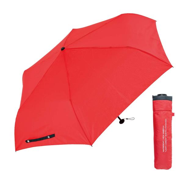 Waterfront 折りたたみ傘 日傘兼用雨傘 LIGHT CARBON case Red/Bla...