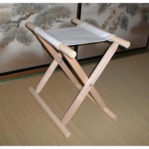 トップメーカー鈴木木工所の角太足胡床　白木白布（木製折りたたみ椅子）｜suzukimokkojo