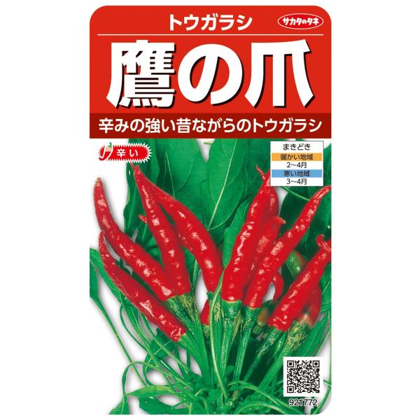 野菜種子 トウガラシ「鷹の爪」 1.5ml（サカタのタネ）【送料込み】 たかのつめ タカノツメ 唐辛...
