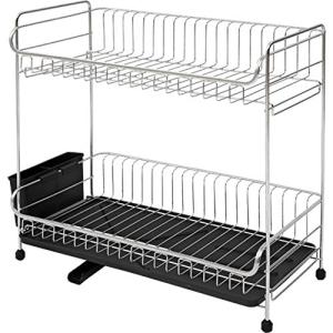 アイリスプラザ 水切りラック ステンレス 2段 スリム ブラック シンク上 SSDD-2S