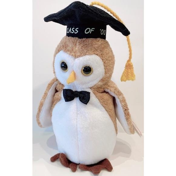 フクロウぬいぐるみ　Ty社ビーニーズベイビーズ　"wisest　class of '00" 蝶ネクタ...