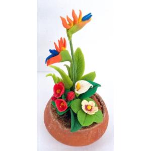 ミニチュア 白い花鉢植え ドールハウス コレクション ミニチュア雑貨