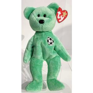 クマぬいぐるみ　グリーン芝生カラー　サッカーくま　Tyビーニーズベイビーズ　Kicks 1998年0...