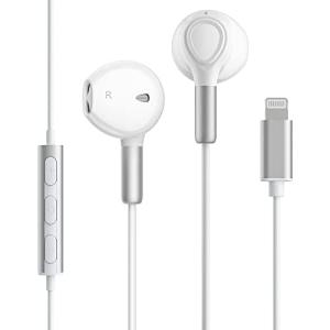 Earbuds for iPhone, NIKYPJ Lightning Headphones Earphones Wired Apple MFi Certified iPhone Headphones with Microphone Controller Compatible