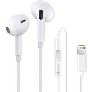 iPhone Earbuds with Lightning Connector, [Apple MFi Certified] Wire-Controlled Noise-Cancelling Headphones, Compatible with iPhone 12/MAX/11