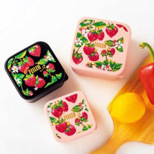 送料無料 FEILER イチゴ柄コンテナ3個セット ストロベリーフィールド フェイラー(InRed インレッド 2021年 12月号 宝島限定号 付録のみ…雑誌はつきません)