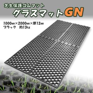 芝生保護　ゴムマット　グラスマットGN　厚さ12mm×幅1m×長さ2m　個人配達可　ブラック　1枚　有孔マット　芝生養生　穴あき　滑り止め　泥除け　広島化成｜swallow-com