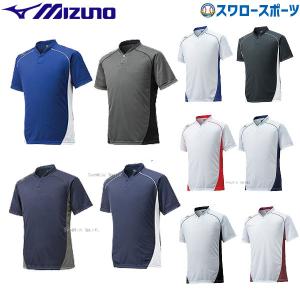 野球 ミズノ MIZUNO ベースボールシャツ Tシャツ 半袖 小衿 ハーフボタン 12JC6L11 ウエア ウェア Mizuno 野球部 ランニング メンズ