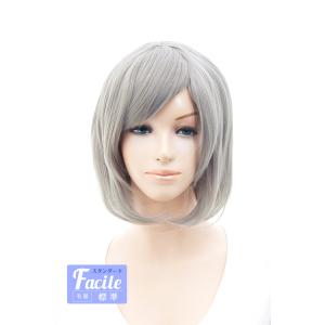 ウィッグ ショート レイヤー 「シルバーグレー」「ウィッグネット付」 シルバー 銀 銀色 コスプレウ...