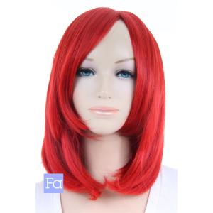 ミディアム 「赤 レッド」「ウィッグネット付」 赤髪 コスプレウィッグ ミディアムウィッグ 耐熱180℃(025 mi-red)｜swallowtail-wig