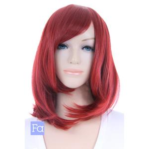ウィッグ ミディアム 「レンガレッド」「ウィッグネット付」 赤 レッド 赤髪 ミディアムウィッグ 安い コスプレウィッグ 耐熱180℃ (mi-t1449)｜swallowtail-wig