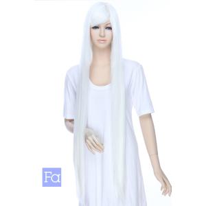 ウィッグ スーパーロング110cm 白 「ピュアホワイト」「ウィッグネット付」 コスプレウィッグ ハ...