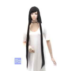 スーパーロング110cm「黒 ナチュラルブラック」 ウィッグ 黒髪 耐熱180℃(slo-bk)｜swallowtail-wig