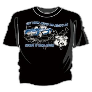 Tシャツ RT 66 ルート 66 コルベット マップ ブラック BC-SF9612-BK｜swam