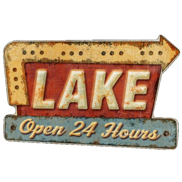 ダイカット エンボス アルミ サイン Lake AM-DES-7052