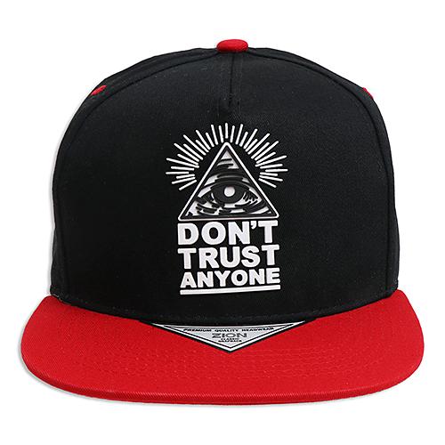 フラット バイザー キャップ DON'T TRUST ANYONE ブラック ＆ レッド AC-CP...