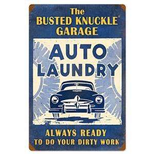 スティール サイン （スチール サイン） Busted Knuckle Auto Laundry BUST-002｜swam